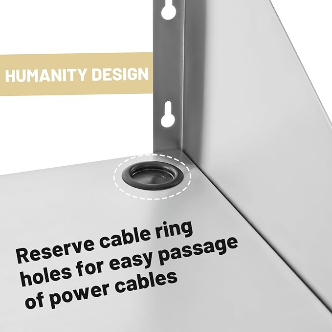 Hally Stainless Steel Microwave Shelf 24"x24" 200 lb, NSF Commercial Heavy Duty Metal Appliance Wall Mount Floating Shelving for Restaurant, Kitchen, Bar, Home and Hotel