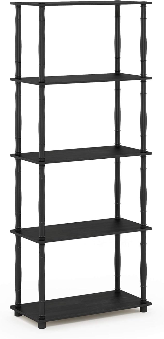 Furinno Turn-N-Tube 5-Tier Multipurpose Shelf / Display Rack / Storage Shelf / Bookshelf, Classic Tubes, Americano/Black