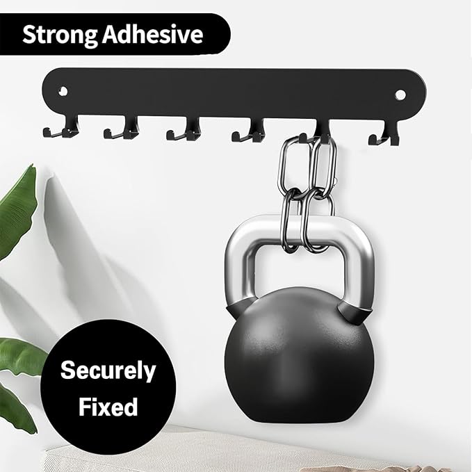 2 Pack Key Holder for Wall,Key Hooks,Key Holder Wall Mount Self Adhesive, Key Rack Wall Mount for Wall No Drill for Living Room, Kitchen, Bathroom, Garage (Black, 12 Hooks)