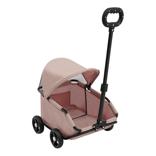 Small Dog Stroller, Pet Stroller for Shopping Walking, 4 Wheels Folding Dog Cart, for Cats/Dogs Weighing Less Than 15.43 Pounds (Pink)