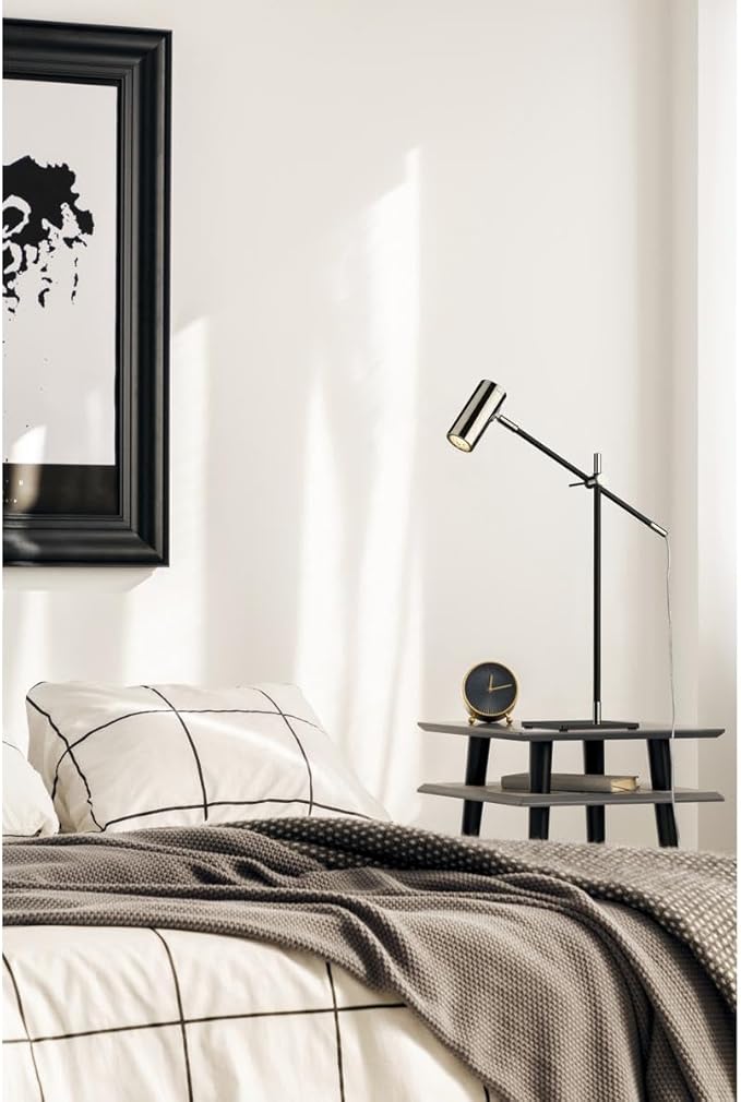 Z-Lite 814TL-MB-PN Calumet Table Lamp, 1-Light 35 Watts, Matte Black and Polished Nickel