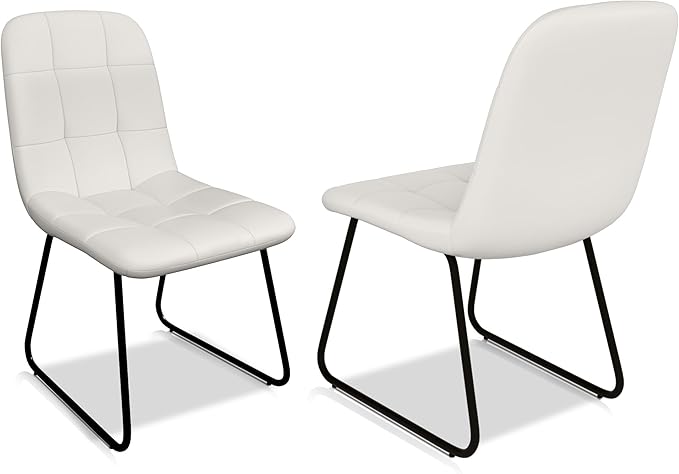 Dining Chairs Set of 2, Modern Kitchen Faux Leather Dining Room Chairs for Kitchen Living Dining Room (2 White)