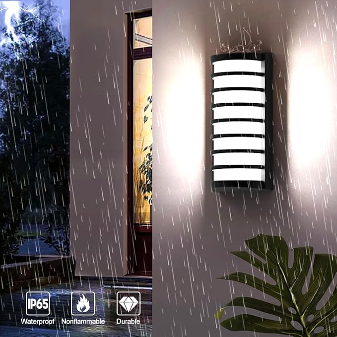 Sytmhoe Modern Outdoor Wall Lights 2Packs, 6000k Cool White LED Exterior Light Fixtures,Porch Led Wall Lamps,Porch&Patio Light for House,IP65 Waterproof for Garage Hallway Stairs Gardens(2packs)