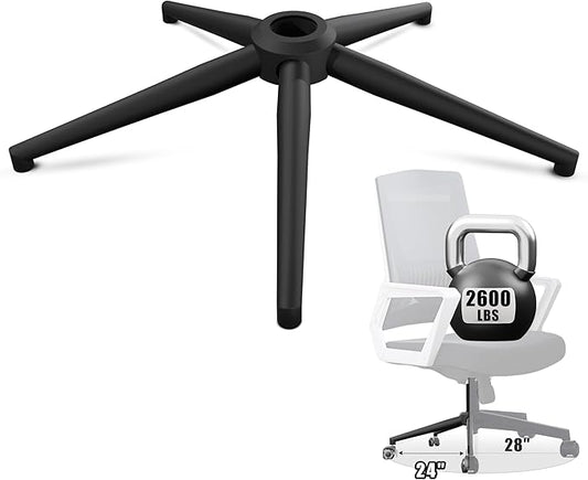Sytopia 24'' (60 cm) Swivel Chair Base Replacement, Heavy Duty Metal Base (2600 lbs), Fits Most Office Chairs, Compatible with Universal Casters and Gas Cylinders, Matte Black
