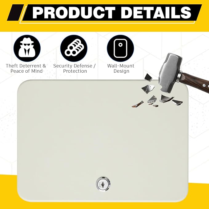 Ripeng 48-Keys Key Lock Box Wall Mount Steel Cabinet Security Holder with Tags and Hooks Key Organizer Wall Safe Storage for Car Office Hotel House Rental Business, White