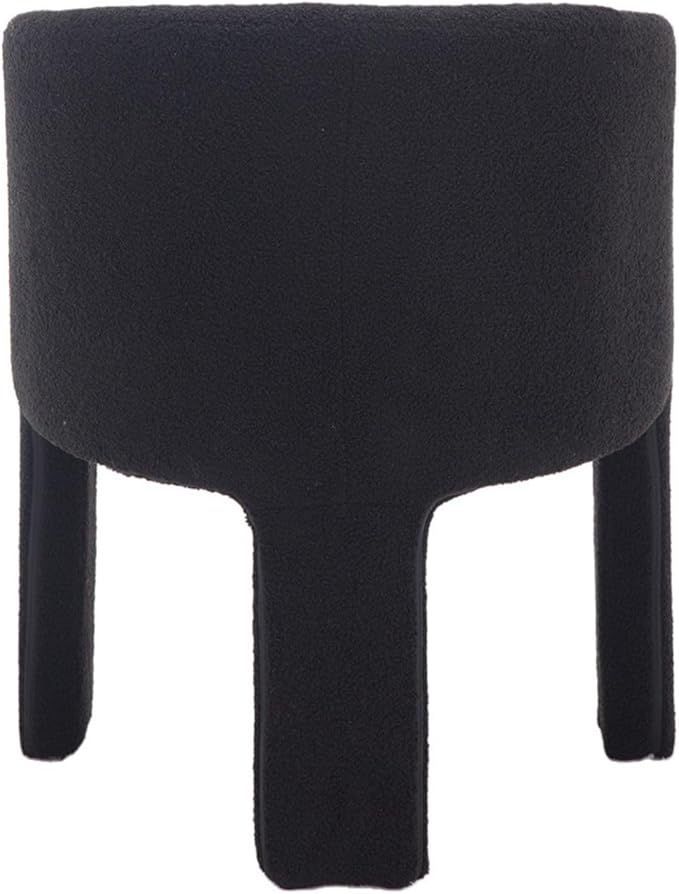 Modern Sherpa Barrel Dining Chairs Set of 4, Upholstered Boucle Accent Chairs With Arms, Comfy Makeup Vanity Seating for Dining, Living Room, Kitchen - Black