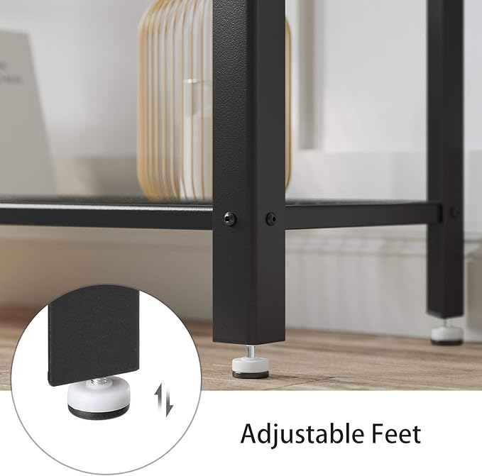 VASAGLE 40" Industrial Console Table, 3 Tier Entryway Table with Storage Shelf, Narrow Sofa Table for Living Room, Hallway, Entrance Hall, Corridor, Bedroom, Greige and Black ULNT081B02