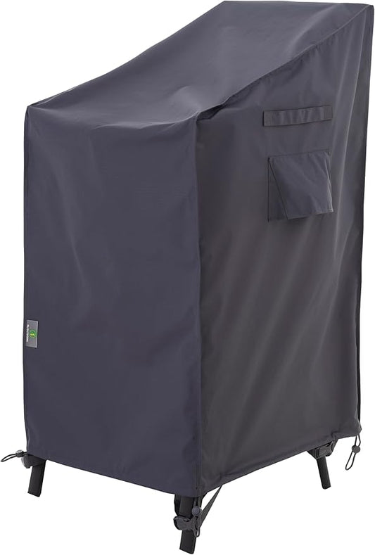 F&J Outdoors Patio Chair Covers, Heavy Duty Waterproof UV Resistant Outdoor Stackable Chair High Back Chair Cover, Grey, 27" W x 34" D x 41" H