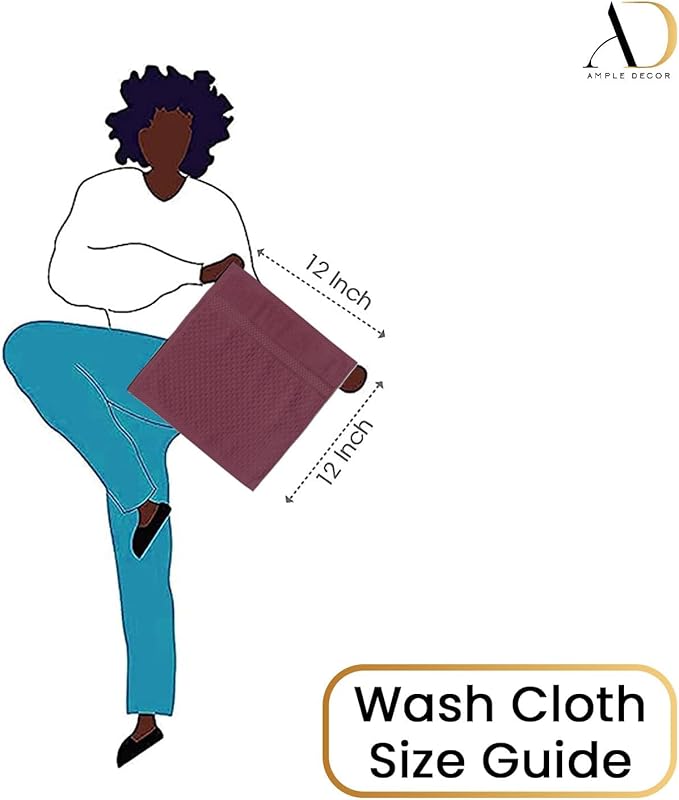 Ample Decor Washcloth Set of 200 Grape Purple 100% Cotton - Qucik Dry Popcorn Textured - Mulaayam Collection - 12 X 12 Inch