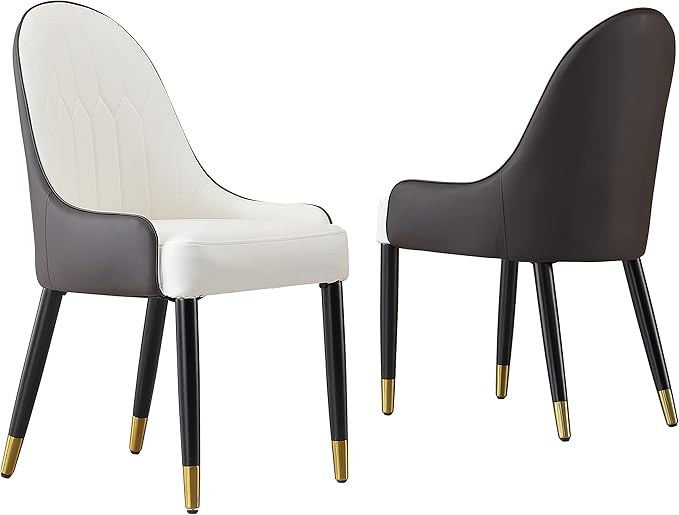 Dining Chairs Set of 2, Modern Faux Leather Dining Metal Legs for Living Kitchen Dining Room