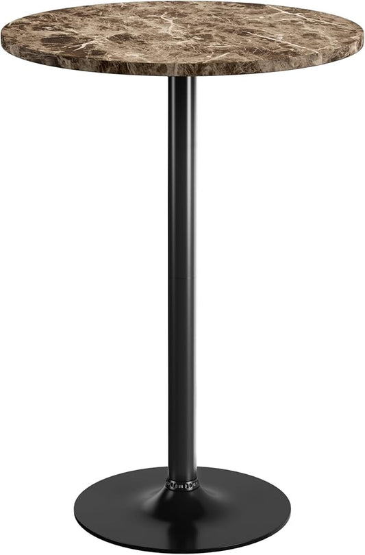 Homall Round Dining Table Bistro Pub 23.8 x 39.5 Inches Bar Table for Kitchen, Dining Room (1, Marble-Black)