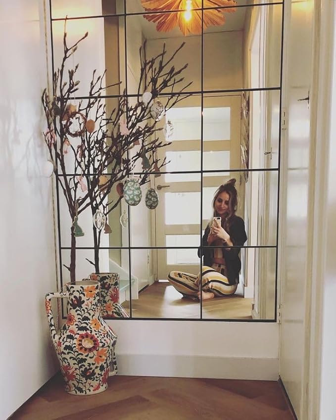 Vlush Full Length Wall & Tiles 10.2'' x 10.2'' x 12PCS Full Body Mirror, Full Length Mirror Wall Mounted Mirrors Decorative for Home Gym, Door, Bedroom & Bathroom