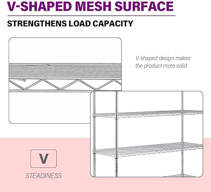 FDW 48"L×18"W×82"H Wire Shelving Unit Storage Cart Metal Shelf Rolling Utility Cart 2100Lbs Capacity with 6 Tier Casters Adjustable Layer Rack Strong Steel for Restaurant Garage Pantry Kitchen,Chrome