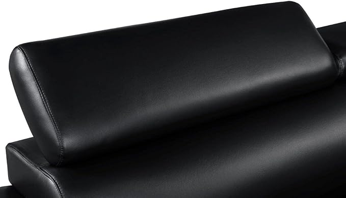 Blackjack Furniture 4571 Veal Collection Genuine Leather Couch for Living Room, Elegant Modern Design with Adjustable Headrests and Durable Wood Frame, Sofa, 86", Black