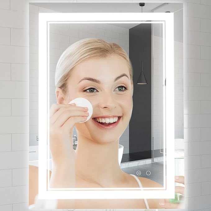 24" x 30" LED Bathroom Mirror LED Wall-Mounted Anti-Fog Mirror Bathroom Mirror with Lights LED Vanity Mirror Dimmable Lighted Bathroom Mirror