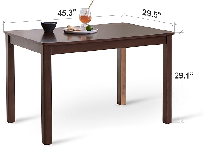 Livinia Cabin 45.3" Wooden Dining Table/Small Rectangular Modern Farmhouse Solid Wood Kitchen Table Desk (Walnut)