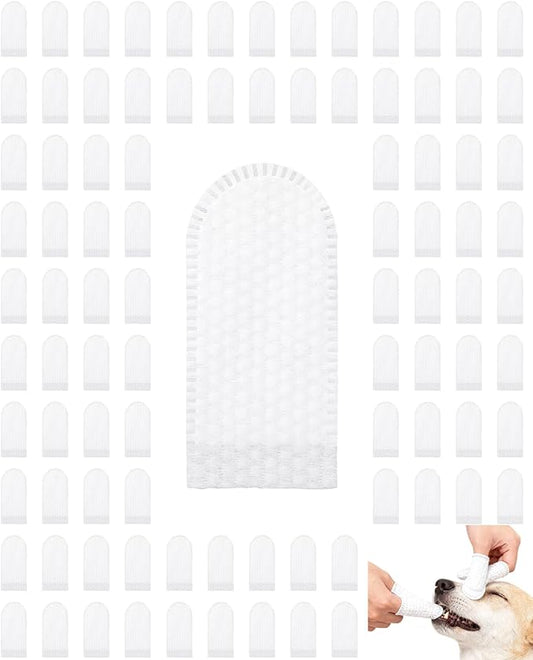 300 Count Dog Finger Wipes for Teeth Cleaning, Disposable No-Rinse Pet Dental Fresh Toothbrush for Cat Ear