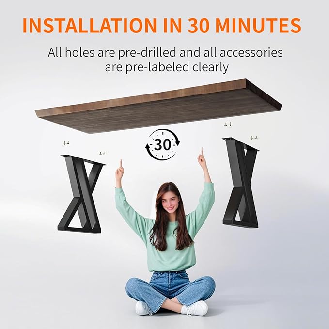 Solid Wood and Metal Modern Industrial 55 inch Wide Home Office Desk, Writing Table, Workstation, Perfect Table for Your workspace Study Table Furniture in Rustic Natural Aged Brown