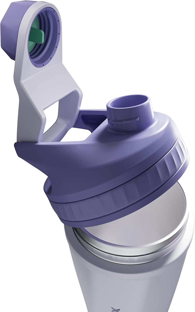 VOLTRX ChillMix Shaker Bottle Insulated Stainless Steel - USB C Rechargeable Electric Protein Shake Mixer, Shaker Cups for Protein Shakes and Meal Replacement, Misty Lilac, 16 oz