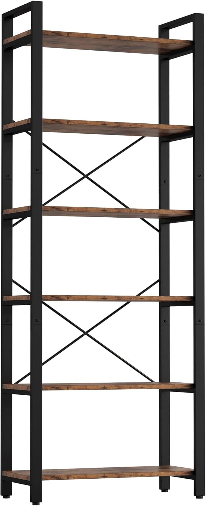 IRONCK Bookshelf 6-Tier Ladder Shelf 110lbs Display Shelf Vintage Industrial Style Bookcase for Home Office, Living Room
