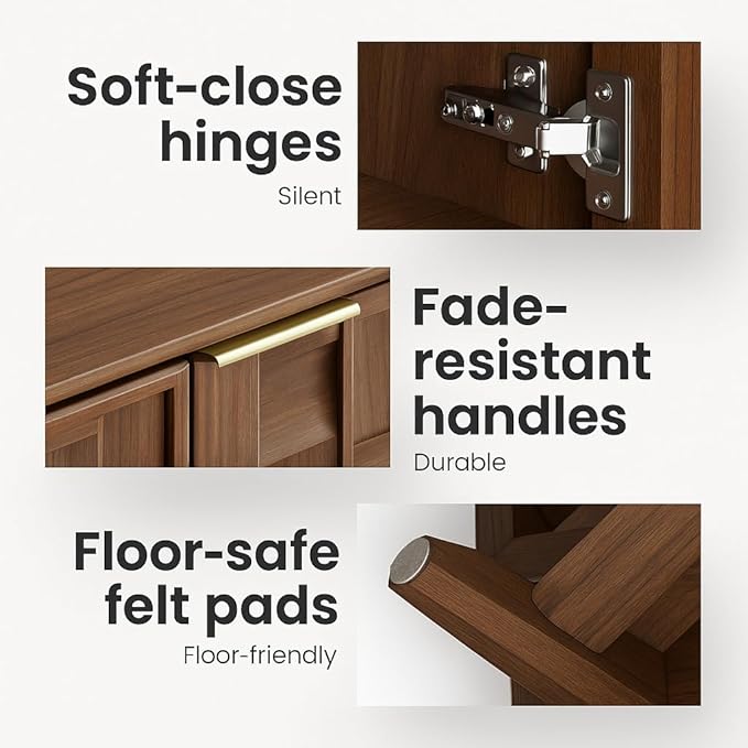 COLAMY Modern Sideboard Buffet Cabinet with Storage, Adjustable Shelves & Anti-Tip Kit, Doors with Gold Handles, Sturdy Engineered Wood Buffet Table for Dining Room, Living Room, or Entryway