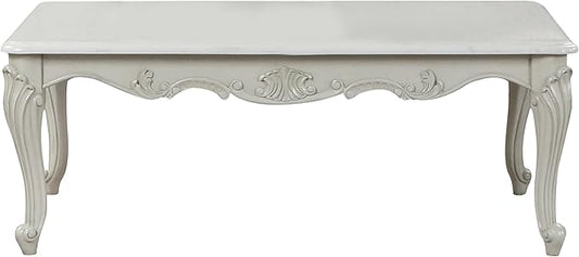 Tuscan Traditional Style Coffee Table Made with Wood in Silver Finish