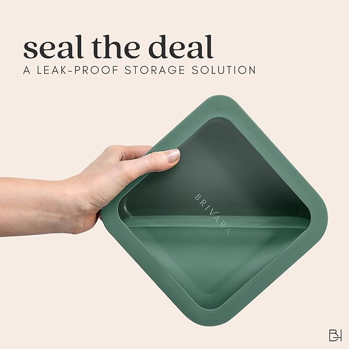 Ceramic Coated Glass Food Storage Container | No PTFE, PFOA, PFAS, and BPA | Reusable Non Toxic Meal Prep Container with Glass Lid | Easy To Store | 3 Cup Rectangle [Pine]