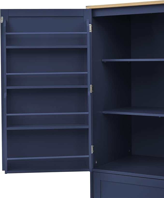 Merax 71.3" Tall Kitchen Storage Cabinet Pantry Farmhouse Freestanding Large Cupboard with 2 Drawers,2 Adjustable Shelves,for Dining Room