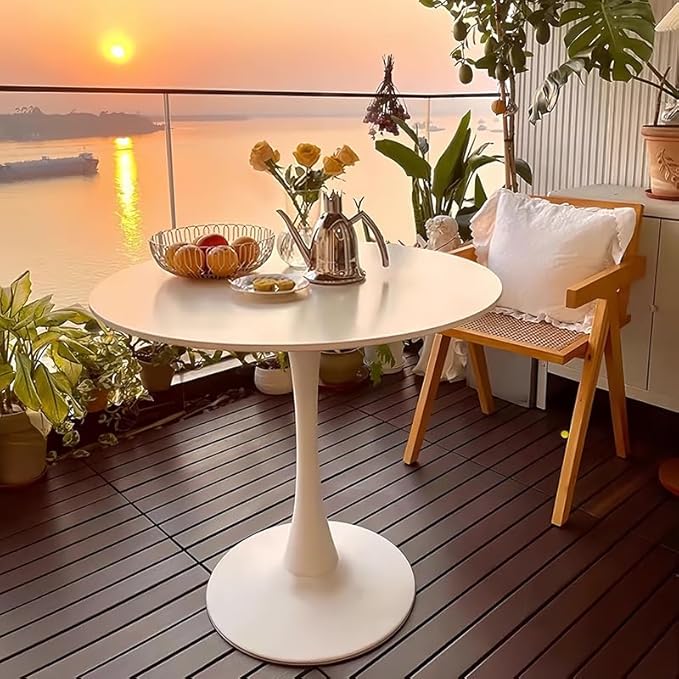 White Round Table 24 inch, Modern Round Dining Table, Mid Century Coffee Table, White Tulip Round Table for Living Room and Kitchen