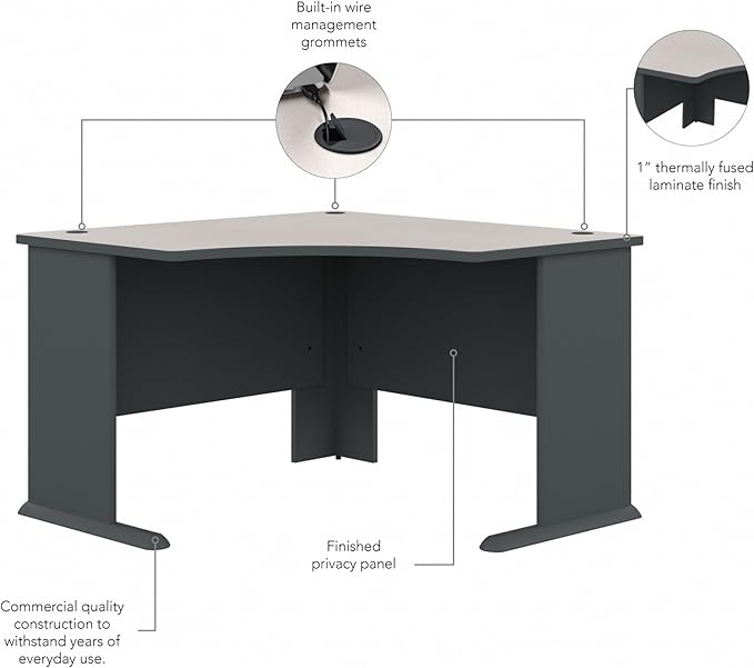 Bush Business Furniture Series A 48W Corner Desk in White Spectrum and Slate, Small Computer Table for Home or Professional Office