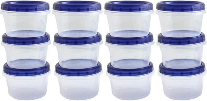 HomeyGear Twist Top Food Deli Containers Screw And Seal Lid 16 Oz Stackable Reusable Plastic Storage Container 12 Pack.