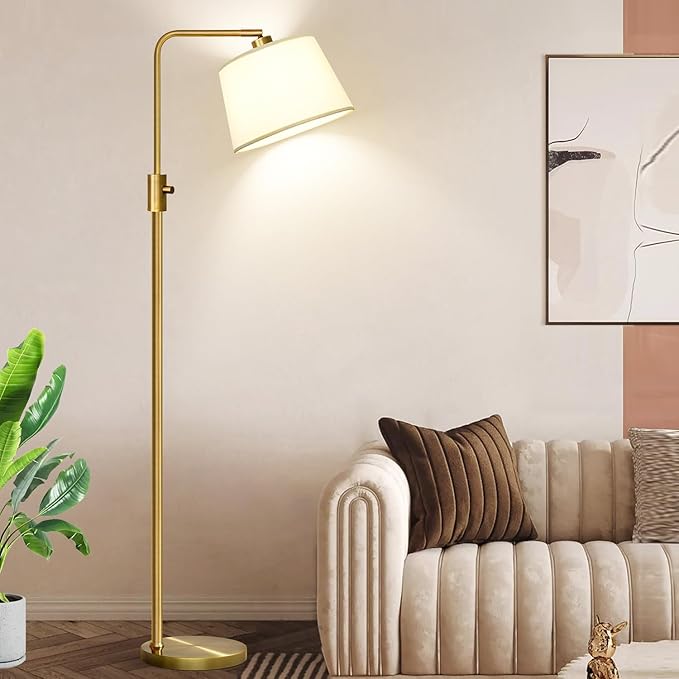 Nintiue Dimmable Floor Lamp, 1000 LM LED Edison Bulb Included, Arc Floor Lamps for Living Room Modern Standing Lamp Tall Lamps for Living Room Bedroom-Brass