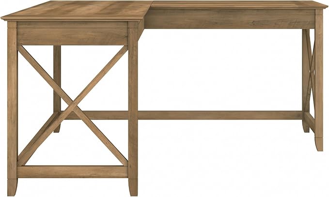 Bush Furniture Key West 60W Modern Farmhouse L Shaped Desk in Reclaimed Pine, 60-Inch Corner Computer Table for Home Office Workspace