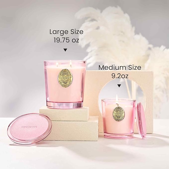 M&SENSE Large Two-Wick Soy Candle | Saltwater Rose & Pink | 19.8 oz, 120H Burn Time | Luxury Scented Candle for Relaxation, Gifting, Home Décor | Ideal for Bedroom, Office, Party Ambiance