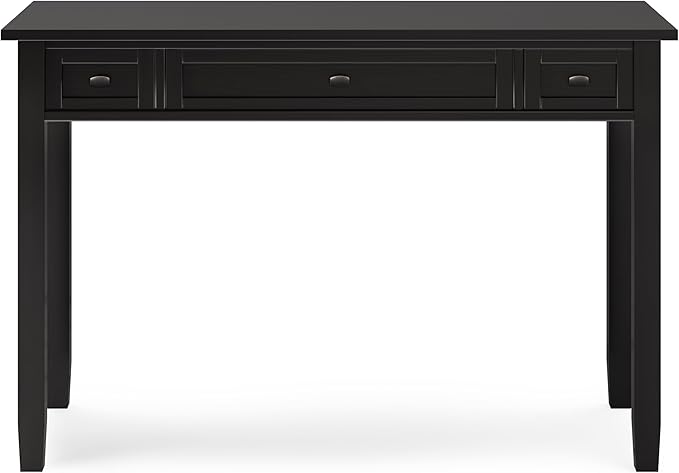 SIMPLIHOME Warm Shaker Desk - 48-Inch Wide Solid Wood Writing Desk in Hickory Brown, Transitional Home Office Computer Table for Workspace or Study with Flip-Down Keyboard Tray and 2 Drawers