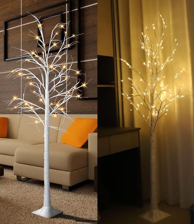 Lighted Tree,2 Pack 6 Ft 240 Led Warm White Birch Tree Light Detachable Tree Light Fairy Light Spirit Tree Fall Decor for Home Twinkling Tree Party Bedroom Wedding Thanksgiving Christmas Decorations