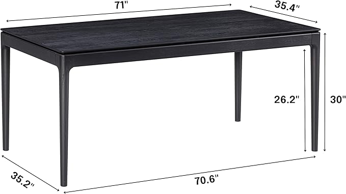 NTC Mingle 71 Inch Modern Design, Rectangular Dinner Table for Dining Room, Living Room Furniture, Effortless Assembly, Burnt Black