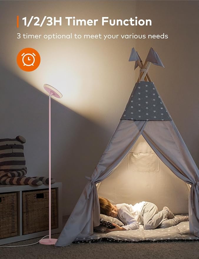 Bright Floor Lamp,42W 3700LM LED Torchiere Floor Lamps for Living Room, 71in Modern Tall Standing Light with Remote,Color & Brightness Dimmable Room Lamps,1/2/3H Timer for Bedroom,Office (Pink)