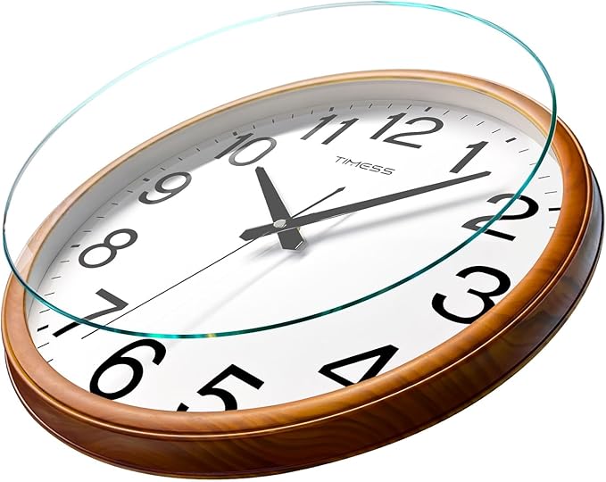 Wall Clock, Classic Wood Style Finish, 11 Inch Non-Ticking Silent Battery Operated Analog Clock, Ideal Retro Decor for Home, Bedroom, Living Room, Kitchen, Bathroom, Office(Wood Yellow)