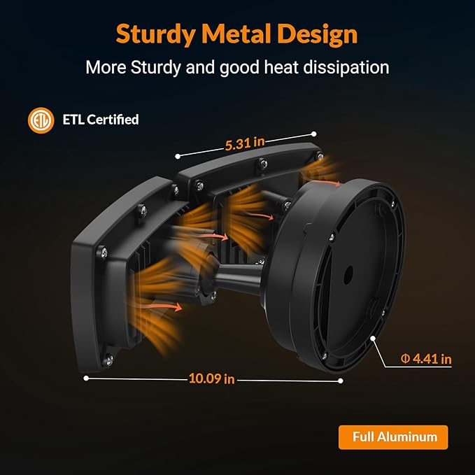 LEPOWER 3000LM Flood Light Outdoor, Switch Controlled LED Security Light, 28W Exterior Lights with 2 Adjustable Heads, IP65 Waterproof, 5500K Wall Mount Exterior LED Flood Light for Garage, Yard Black