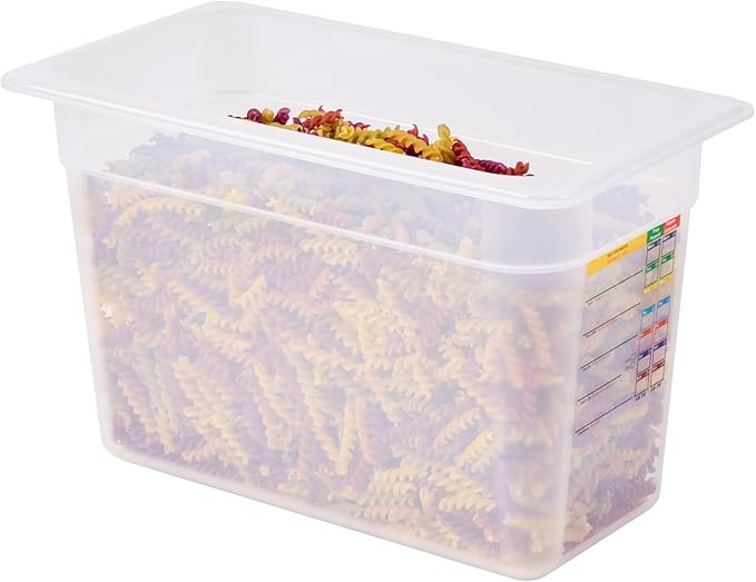 Restaurantware Food Pans Pack of 10 Plastic Rectangle Food Containers 1/3 Size with Traceability Label, Storage Containers Dishwashable Hot Cold Friendly for Restaurants Buffet Commercial Use