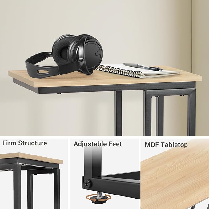 C-Shaped End Table, for Living Room, Bedroom, Small Spaces, TV Tray Couch Side Tables Laptop Table,White