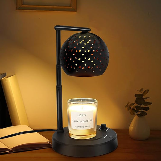 Candle Warmer Lamp with Timer, Candle Warmer Lamp Adjustable Height with 2 Bulbs, Dimmable Electric Candle Warming Lamp for Scented Jar Candles, Home Decor, Black