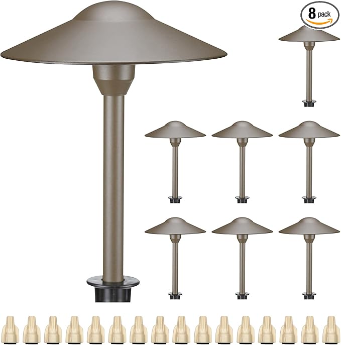 Lumina Lighting® 3W Landscape Lighting 12V Landscape Lights Low Voltage Landscape Path Lights Warm White Waterproof Outdoor Replaceable G4 LED Bulb for Garden Pathway Lawn Yard (Bronze, 8-Pack)