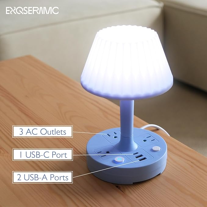 Table Lamp with USB Port and Outlet, Small Desk Lamp for Bedroom, 3-Colors Dimmable LED Lamps Eye Care Night Stand Lights, USB Charging Desk Lights for Home Office/Living Room