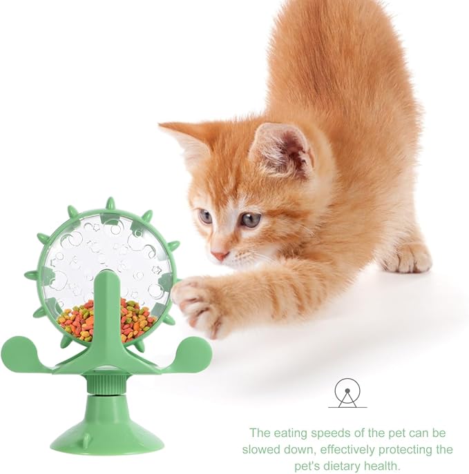 Interactive Pet Treats Dispenser Toy: 360 Degree Rotating Windmilt Feeding Windmill Dispenser Interactive Slow Food Toy for Cats and Dogs Enhances Iq Relieves Promotes Healthy Eating