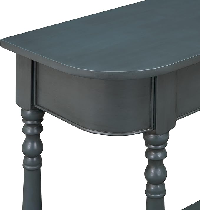 HMFULE Retro Curved Console Table, 36" Solid Wood Half Moon Console Table Sofa Table Entryway Table with 1 Drawer 1 Open Shelf Roman Legs Curved Corners for Living Room,Entryway,Hallway,Navy