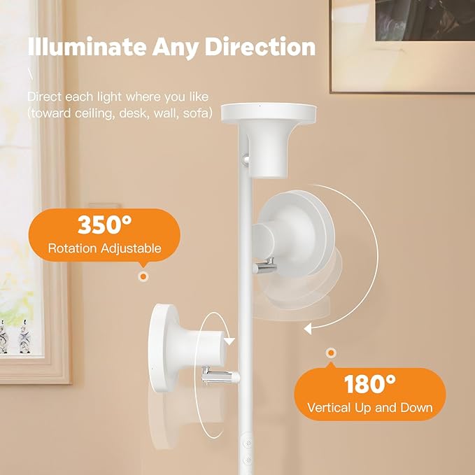 36W LED Tree Floor Lamp, Modern Dimmable Standing Lamp with Remote & Touch Control, 4 Color Temperatures, 3 Rotatable LED Light Floor Lamps for Living Room, Bedroom, Office