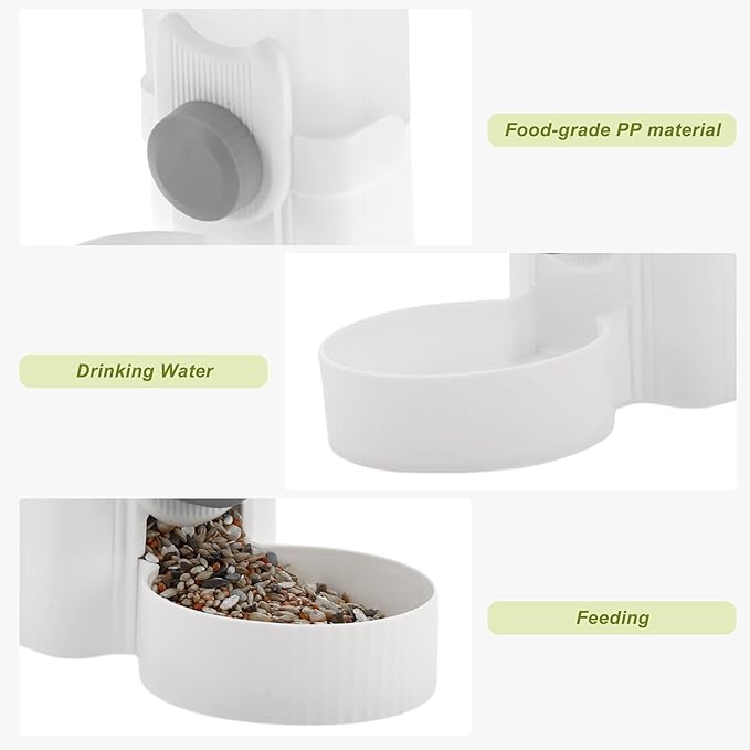 Rabbit Hay Feeder, 35oz Large Capacity, Hanging Automatic Food Dispenser, for Small Animals Guinea Pig Ferret Cage Accessories, Gray