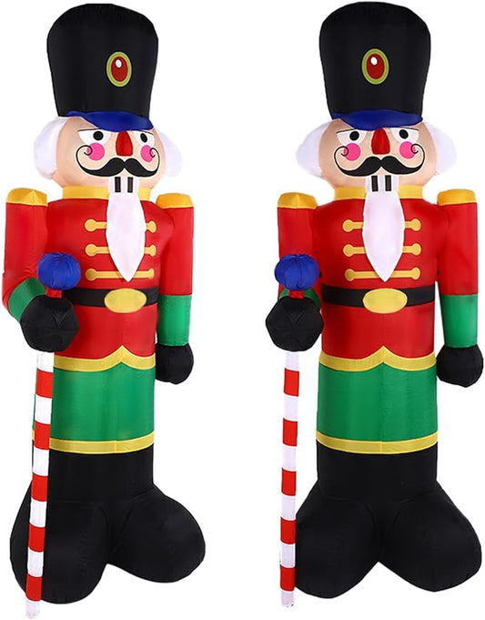 2 Packs 8ft Nutcracker Soldier Christmas Inflatable Decor for Yard/Outdoor/Lawn/Porch Decor